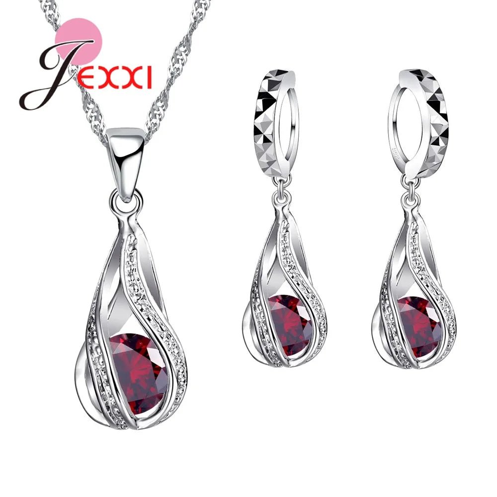 Ensemble de bijoux en argent 925 : pendentif spirale & boucles d'oreilles - Zone shopping