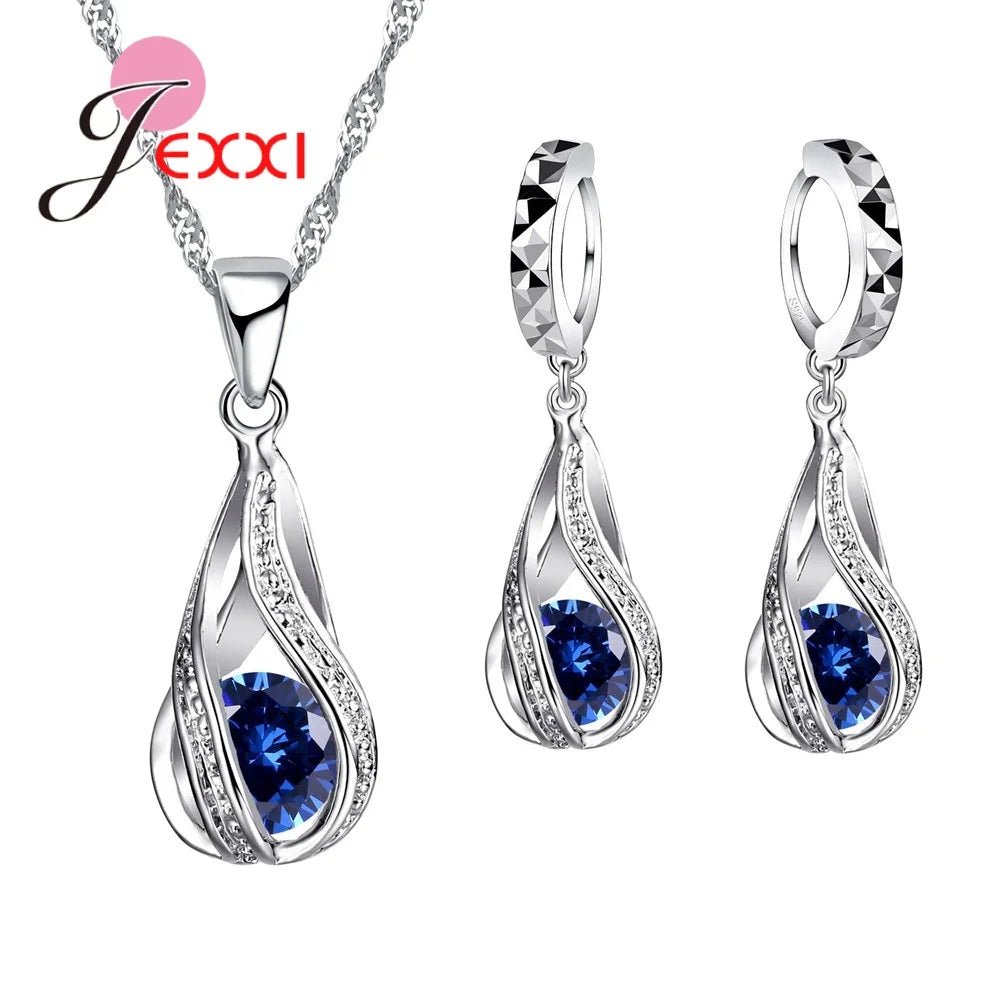 Ensemble de bijoux en argent 925 : pendentif spirale & boucles d'oreilles - Zone shopping