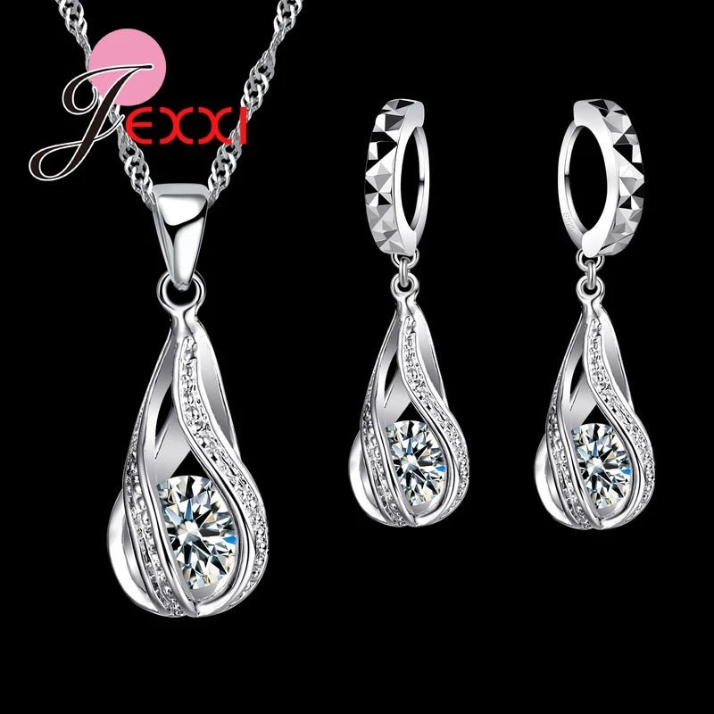 Ensemble de bijoux en argent 925 : pendentif spirale & boucles d'oreilles - Zone shopping