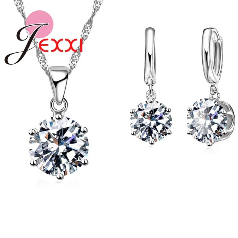 Ensemble de bijoux en argent : boucles d'oreilles et collier El - Zone shopping