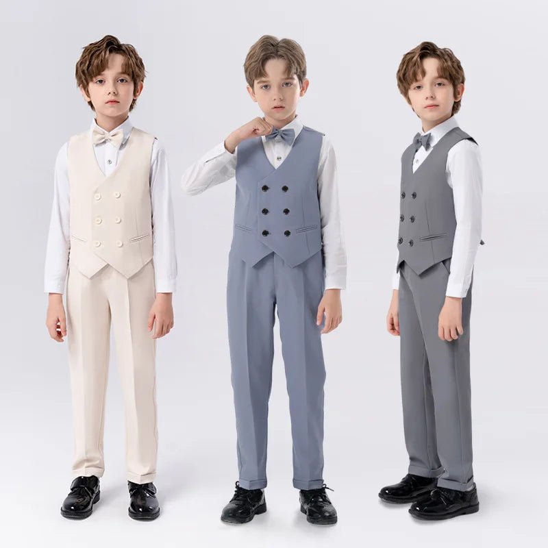 Ensemble de smoking été garçon, gilet, chemise, pantalon, nœud papillon - Zone shopping
