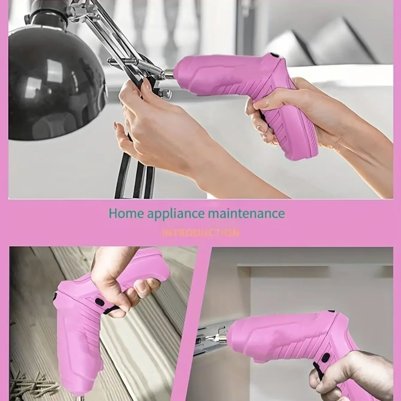 Ensemble d'outils électriques rose pour femmes - tournevis DIY cadeau - Zone shopping