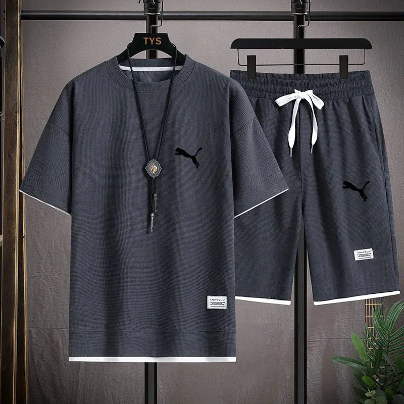Ensemble T-shirt et pantalon homme grande taille pour loisirs en extérieur - Zone shopping