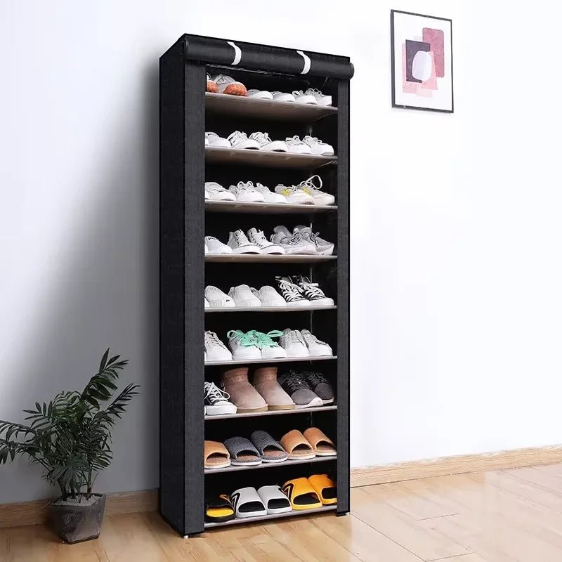 Étagère à chaussures en tissu multicouche, anti - poussière, renforcée - Zone shopping