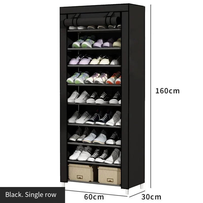 Étagère à chaussures en tissu multicouche, anti - poussière, renforcée - Zone shopping