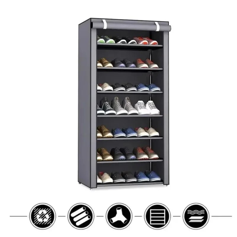 Étagère à chaussures en tissu multicouche, anti - poussière, renforcée - Zone shopping