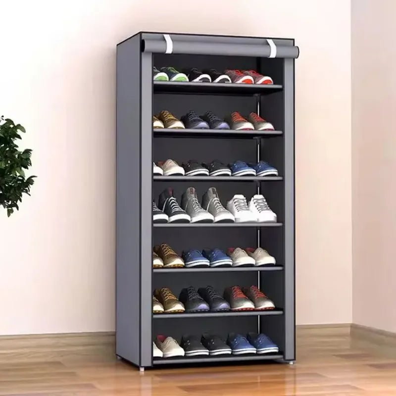 Étagère à chaussures en tissu multicouche, anti - poussière, renforcée - Zone shopping