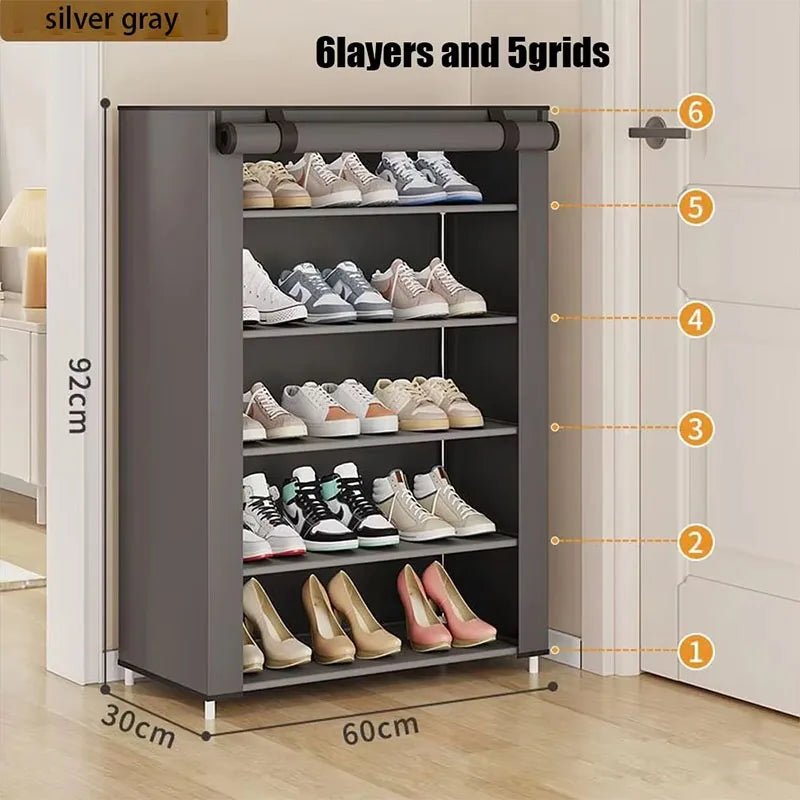 Étagère à chaussures en tissu multicouche, anti - poussière, renforcée - Zone shopping