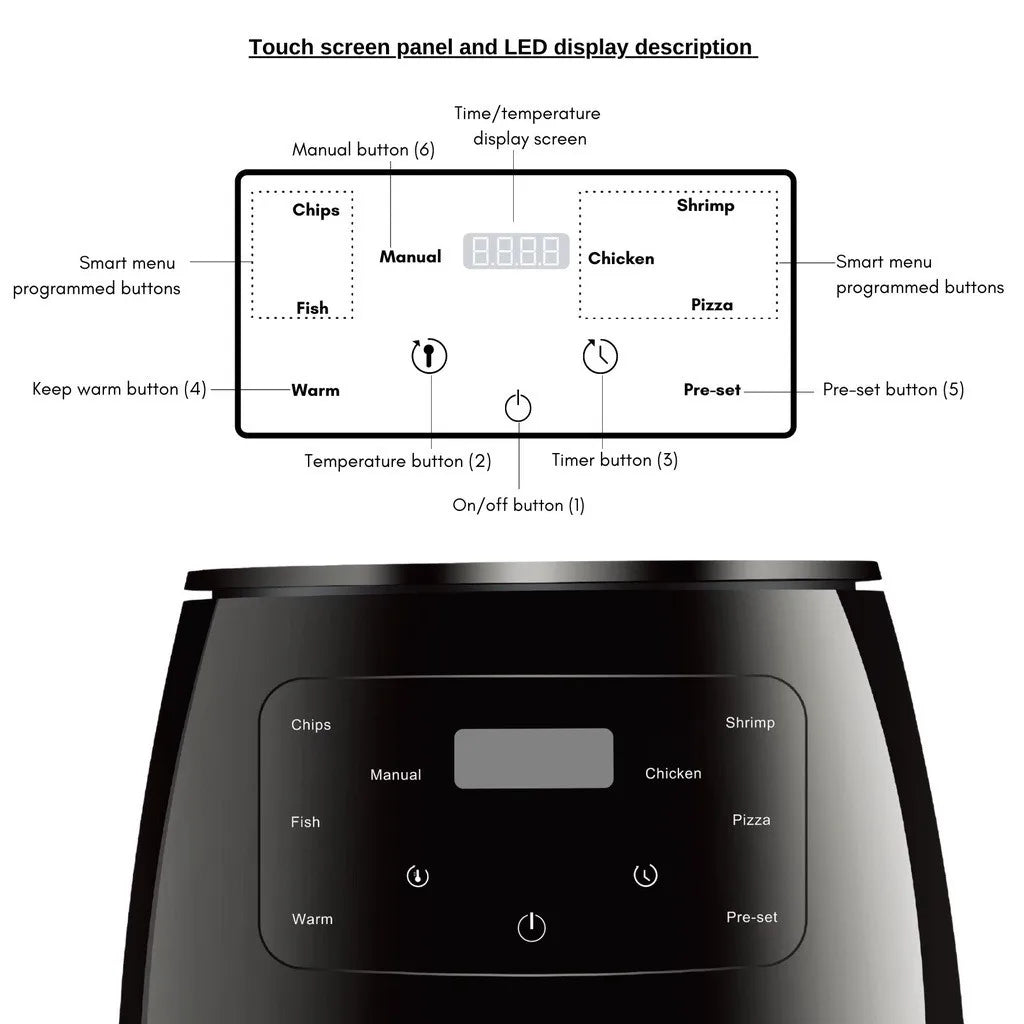 Friteuse à Air 6L - Four Multifonctionnel Intelligent à Écran Tactile - Zone shopping