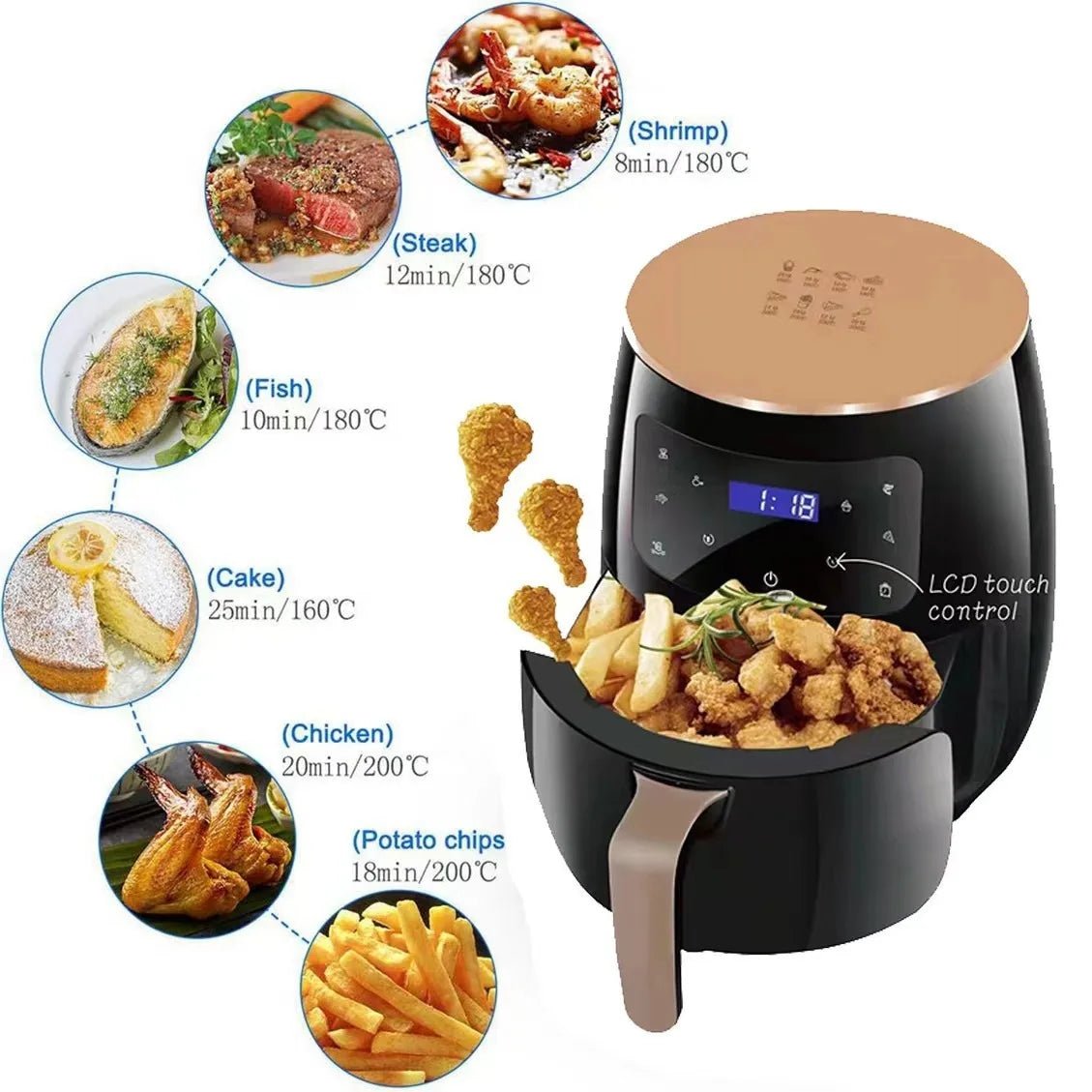 Friteuse à Air 6L - Four Multifonctionnel Intelligent à Écran Tactile - Zone shopping