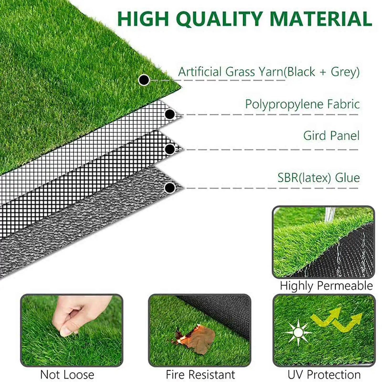 Gazon artificiel vert pour jardin, clôture, toit et décoration intérieure - Zone shopping
