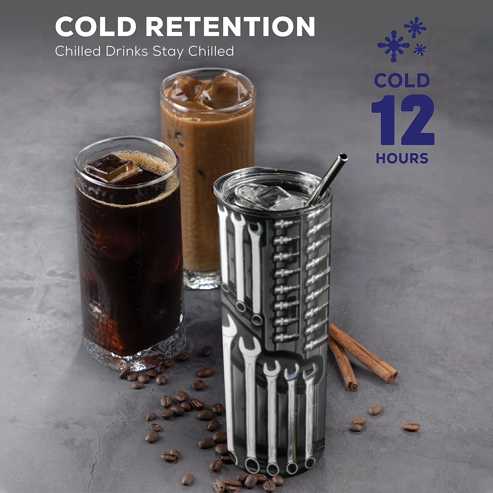 Gobelet inox 20oz avec couvercle et paille - Isolé, été/hiver - Zone shopping
