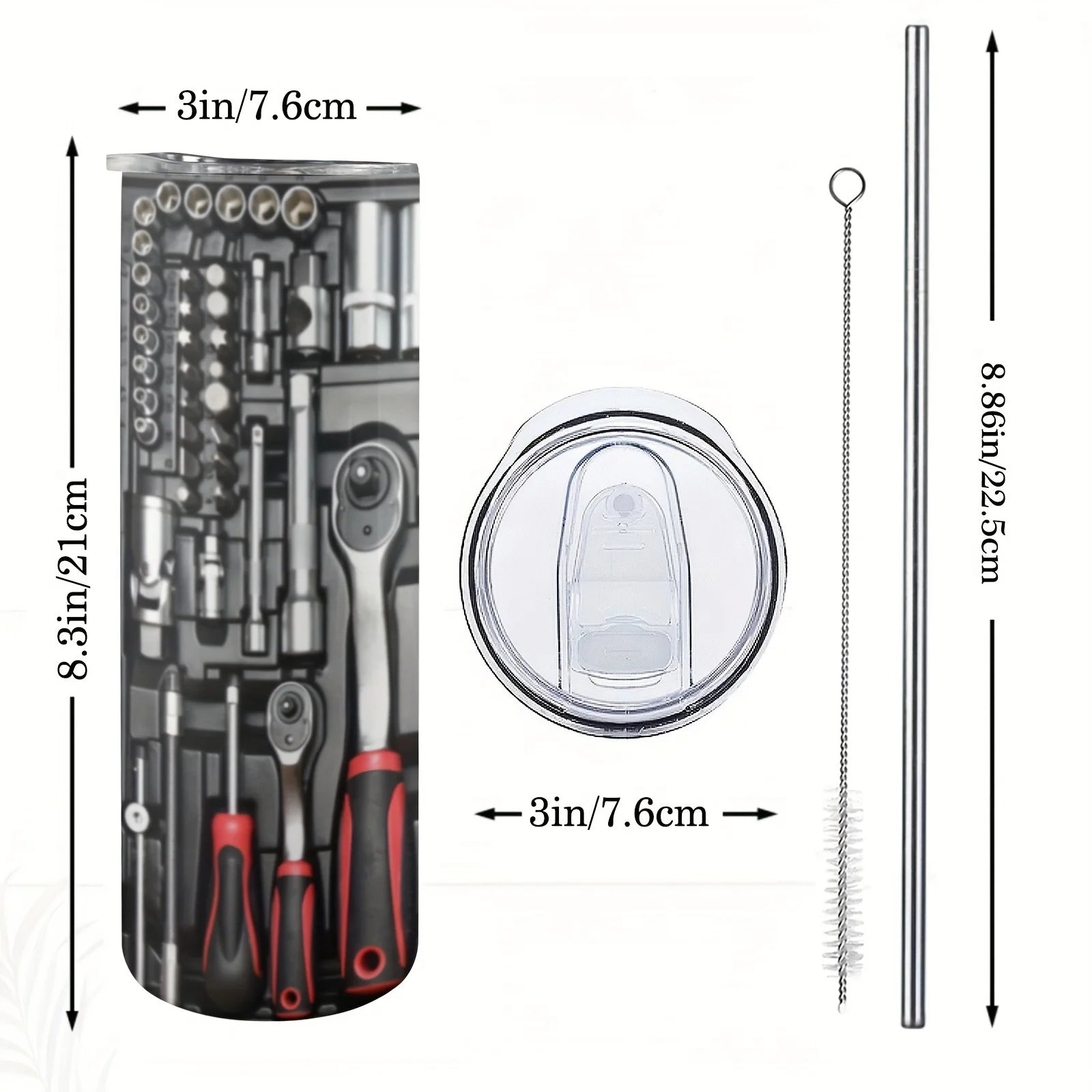 Gobelet inox 20oz avec couvercle et paille - Isolé, été/hiver - Zone shopping