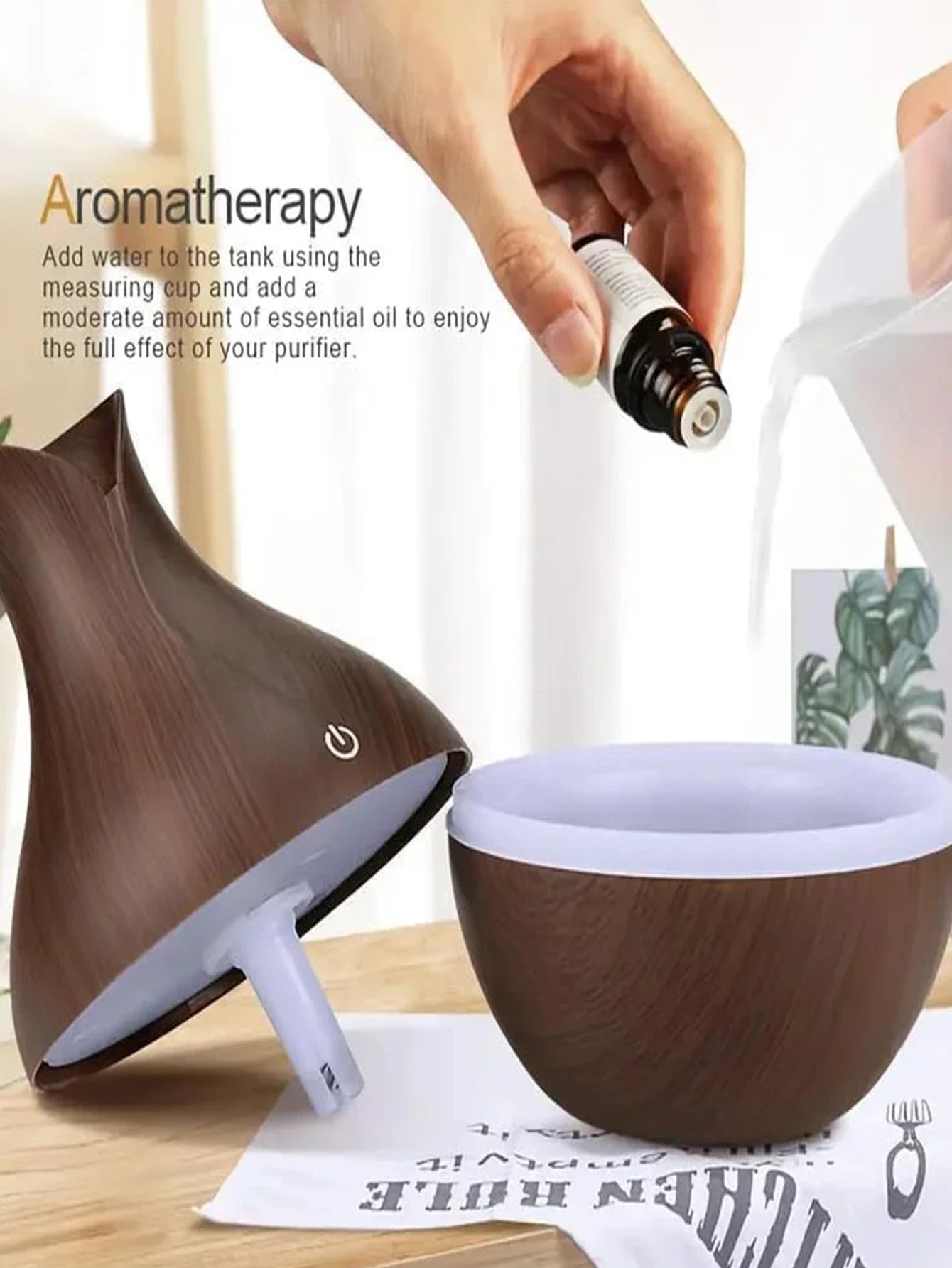 Humidificateur USB 130ML, diffuseur d'arôme en bois LED pour maison - Zone shopping