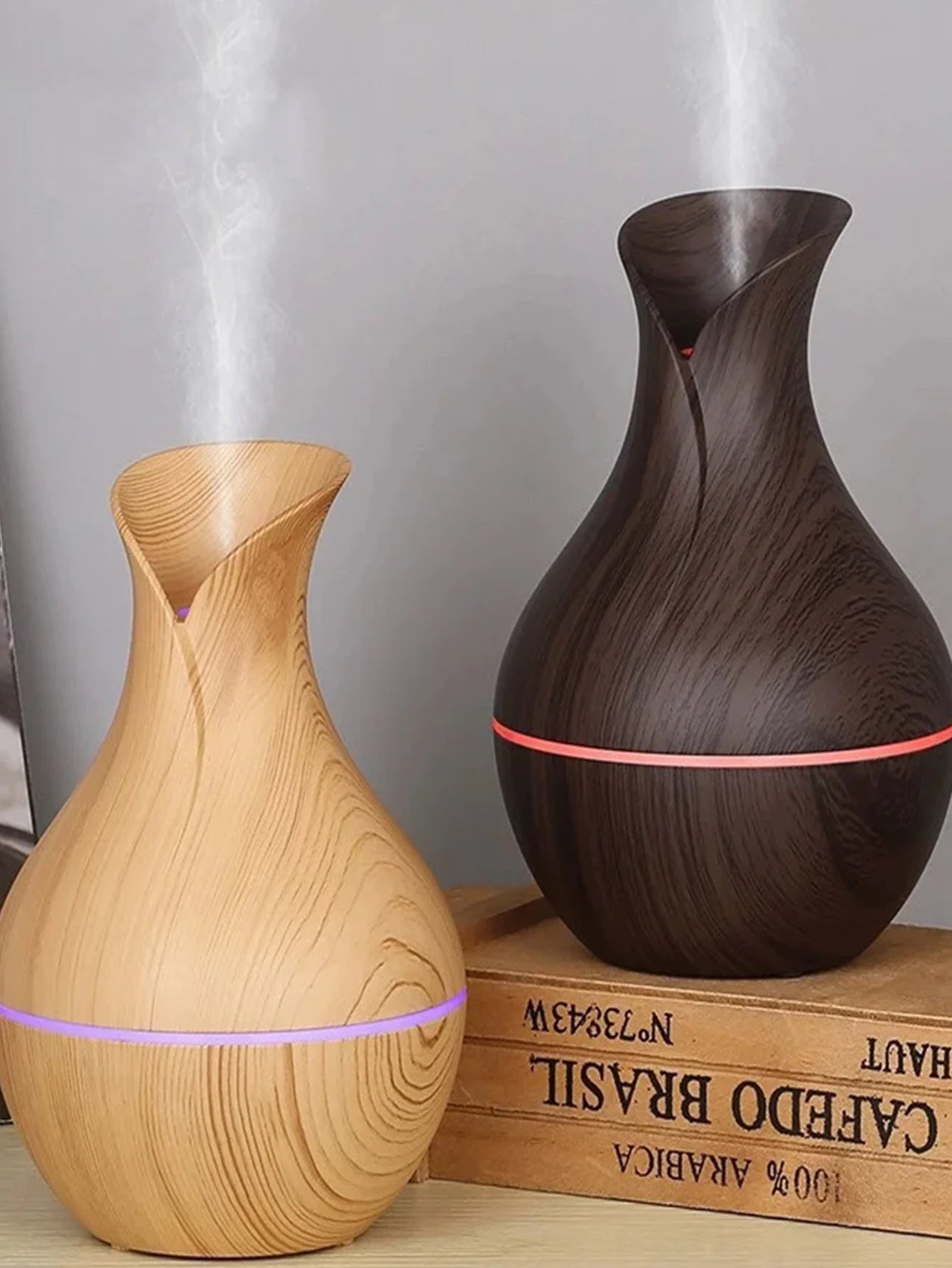 Humidificateur USB 130ML, diffuseur d'arôme en bois LED pour maison - Zone shopping