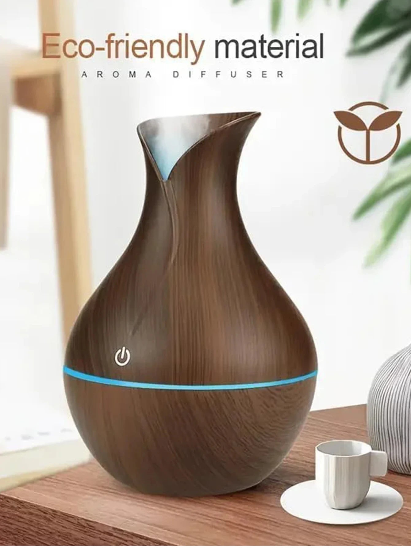 Humidificateur USB 130ML, diffuseur d'arôme en bois LED pour maison - Zone shopping