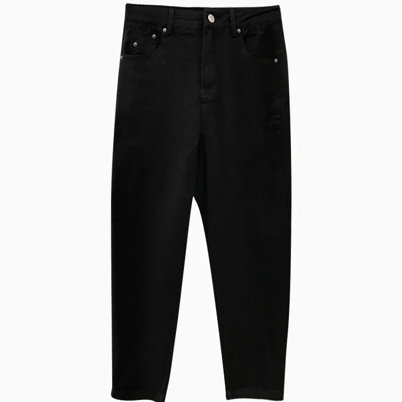 Jeans taille haute coréens femme, jambe droite - Zone shopping