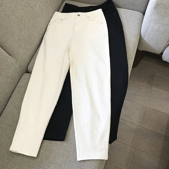 Jeans taille haute coréens femme, jambe droite - Zone shopping