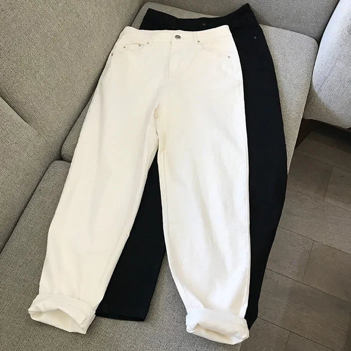 Jeans taille haute coréens femme, jambe droite - Zone shopping