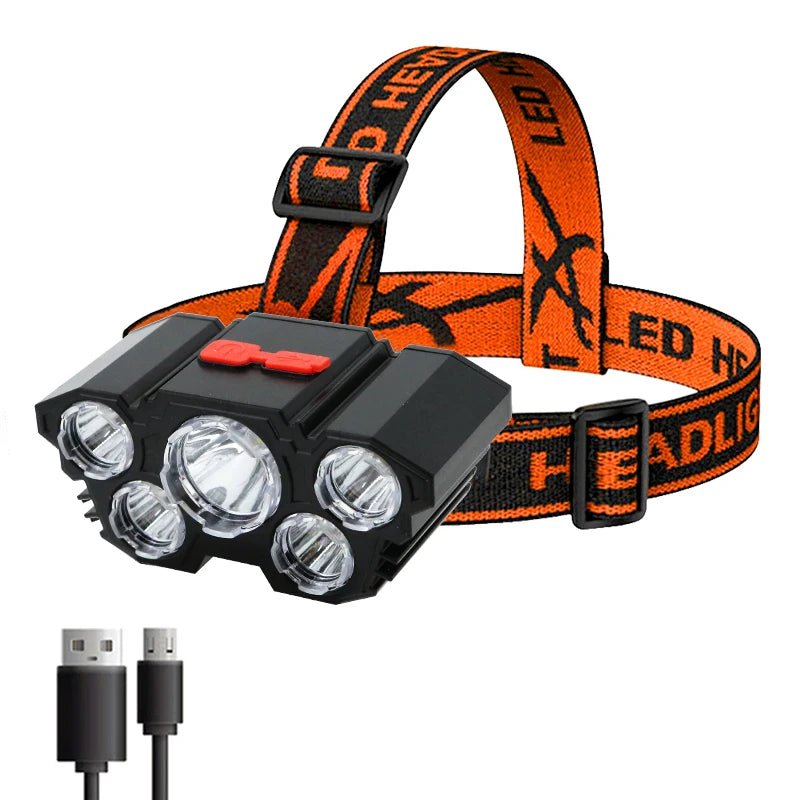Lampe de Poche Rechargeable 5 LED 18650 - Lumière Forte Camping Aventure - Zone shopping