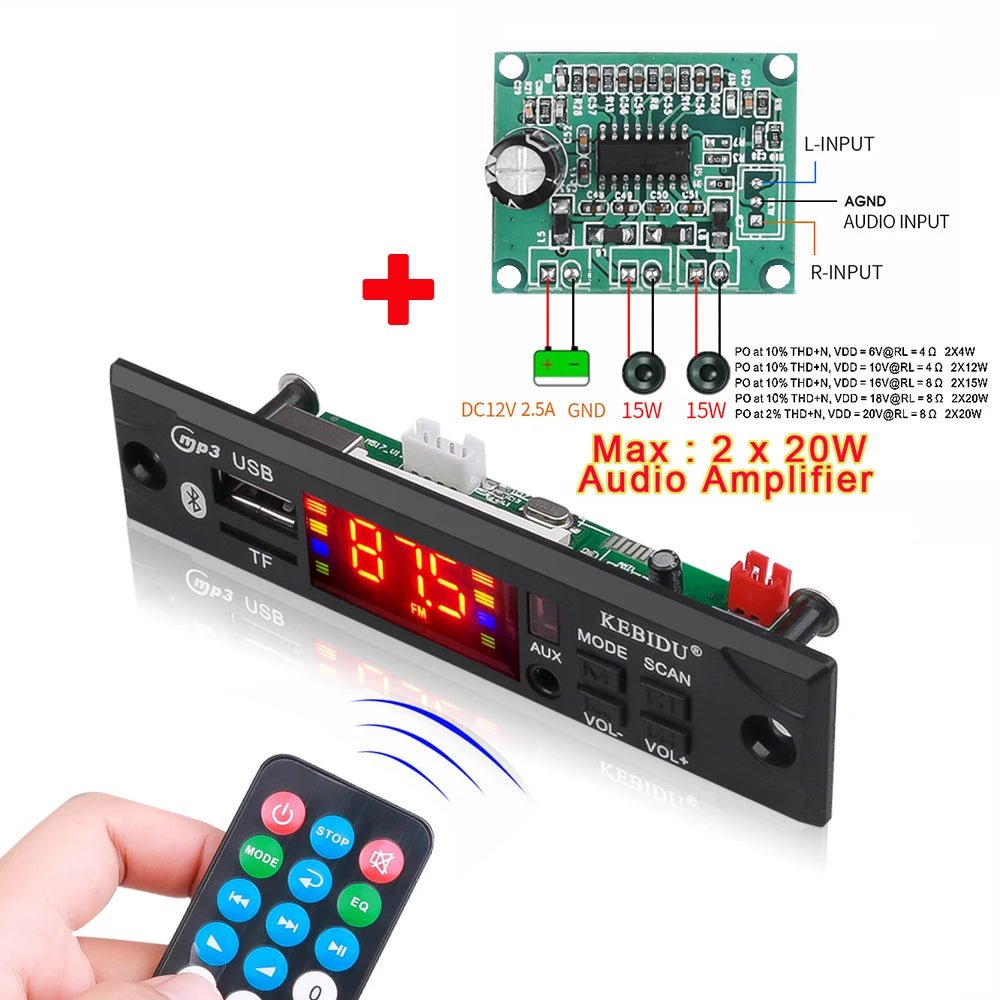 Lecteur MP3 sans fil Bluetooth 5.0, radio FM, module AUX 3.5mm - Zone shopping