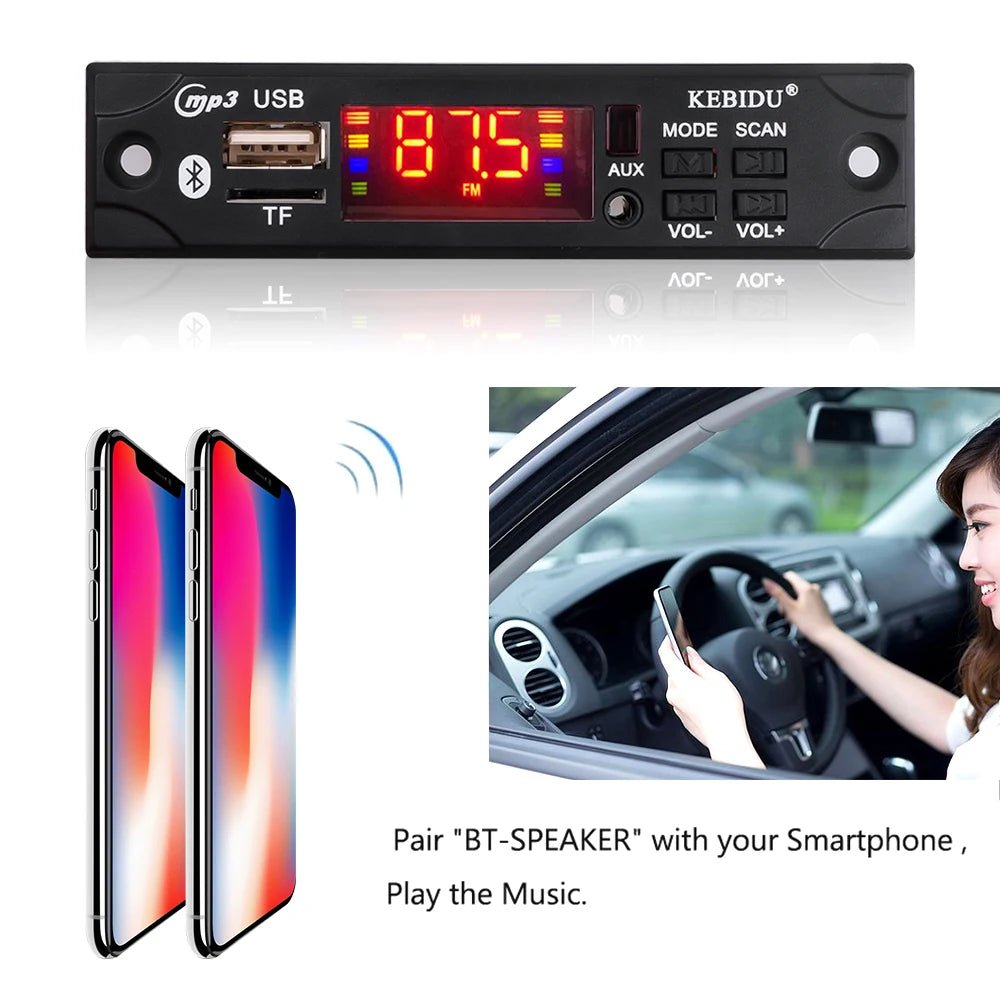 Lecteur MP3 sans fil Bluetooth 5.0, radio FM, module AUX 3.5mm - Zone shopping