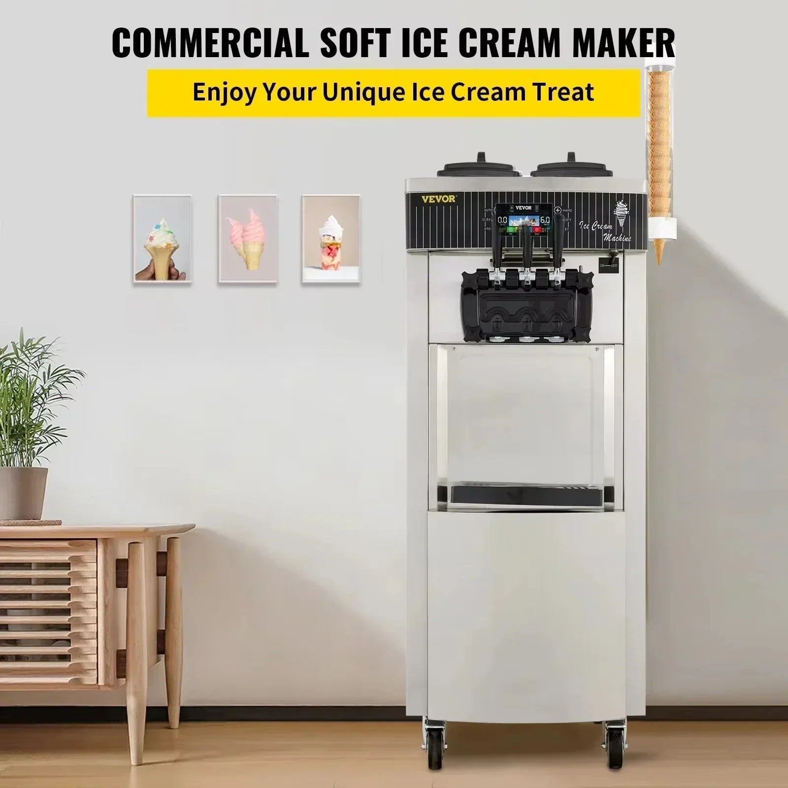 Machine à Crème Glacée Douce VEVOR 2200W 20 - 28L/H - YKF - 8228H - Zone shopping