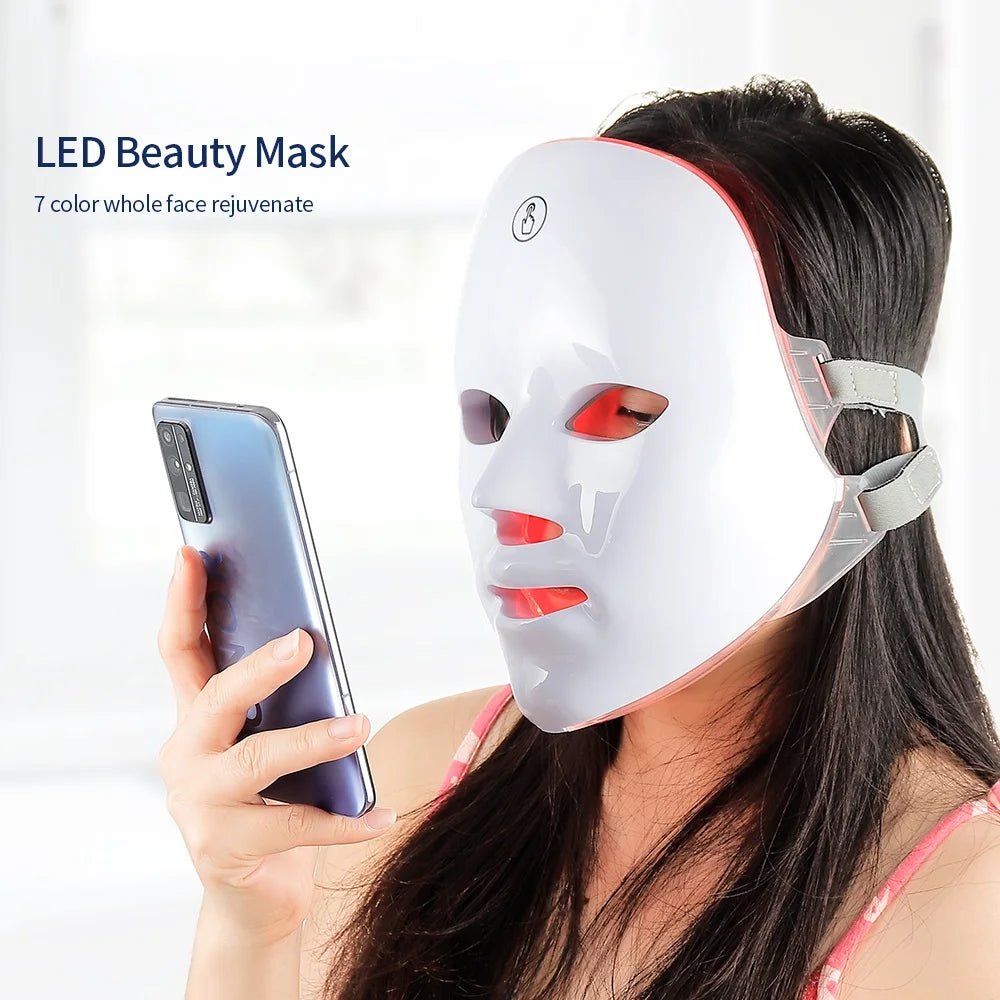 Machine de beauté pour le visage sans fil, masque facial à photons, 7 couleurs, LED, raffermissement de la peau, rajeunissement du cou - Zone shopping