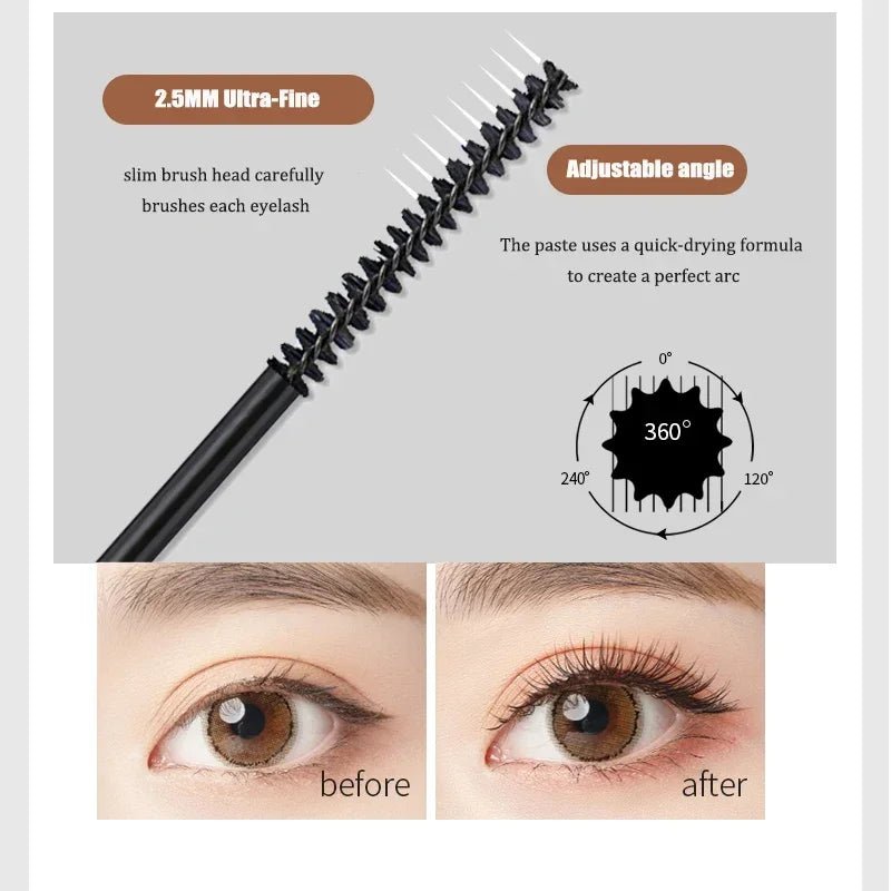 Mascara mat en Fiber de soie, brosse Ultra - fine, allonge les cils, imperméable, séchage rapide, marron, noir, bouclé, cosmétique - Zone shopping