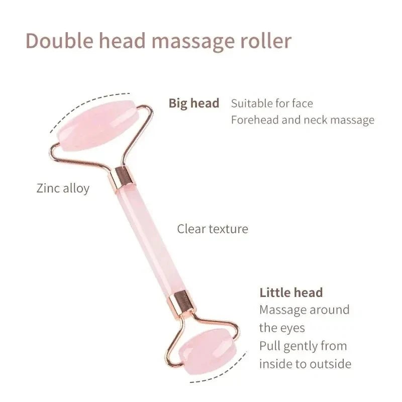 Masseur de visage et de cou, rouleau ABS, grattage de beauté, bâton de Massage à Double extrémité pour débloquer et détendre, Jade cristal Non rose - Zone shopping