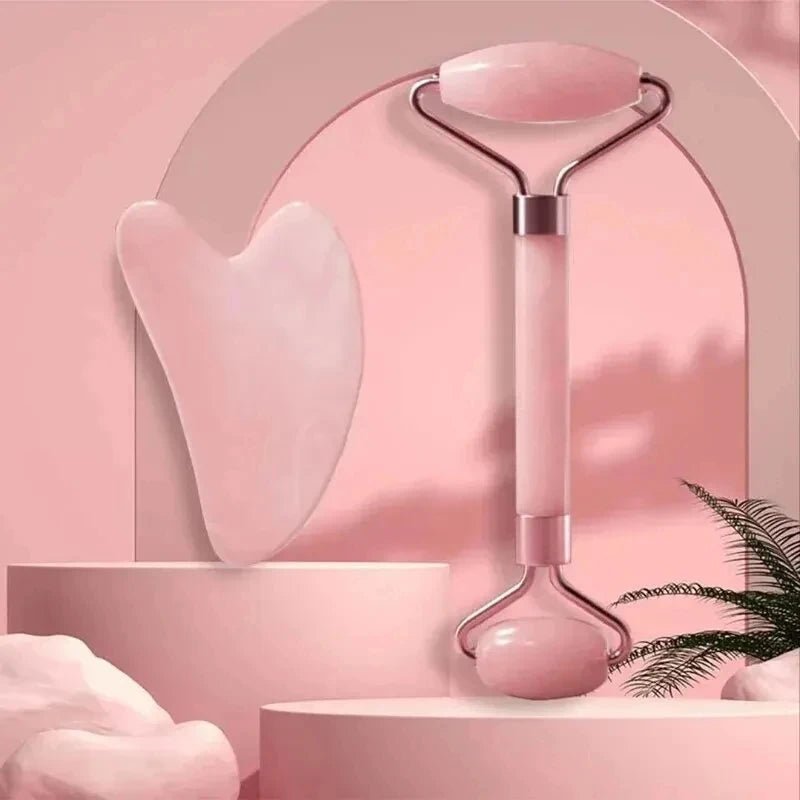 Masseur de visage et de cou, rouleau ABS, grattage de beauté, bâton de Massage à Double extrémité pour débloquer et détendre, Jade cristal Non rose - Zone shopping