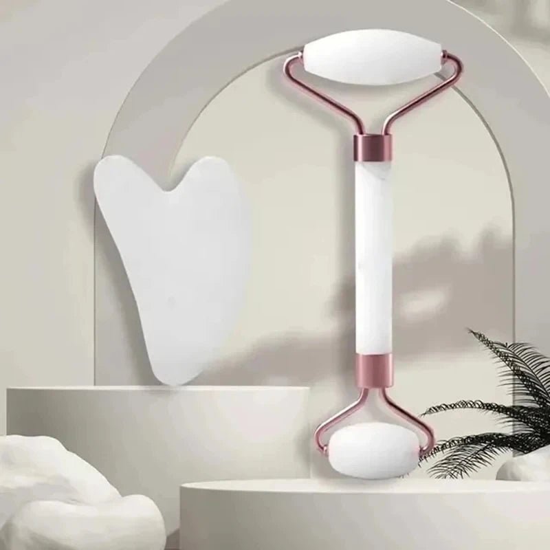 Masseur de visage et de cou, rouleau ABS, grattage de beauté, bâton de Massage à Double extrémité pour débloquer et détendre, Jade cristal Non rose - Zone shopping