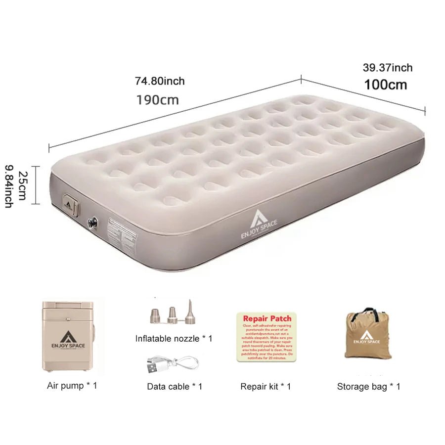 Matelas Gonflable Automatique Ergonomique 1 Pers. avec Pompe Intégrée - Zone shopping
