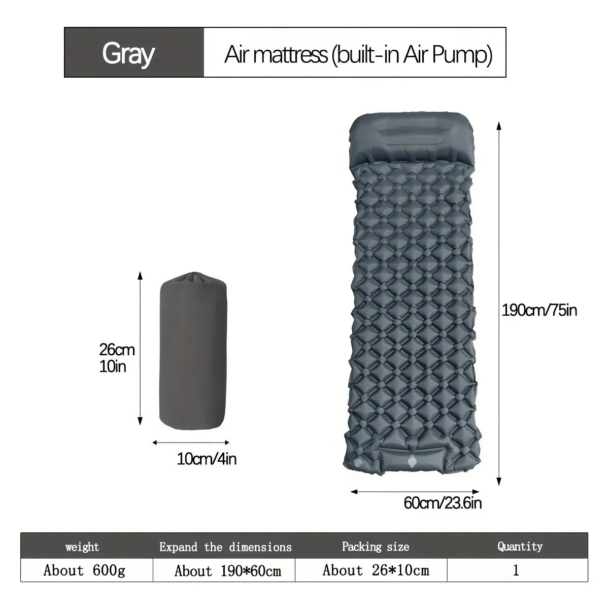 Matelas gonflable de Camping en plein Air, coussin de couchage avec oreillers, tapis d'air ultraléger, pompe de gonflage intégrée, randonnée - Zone shopping