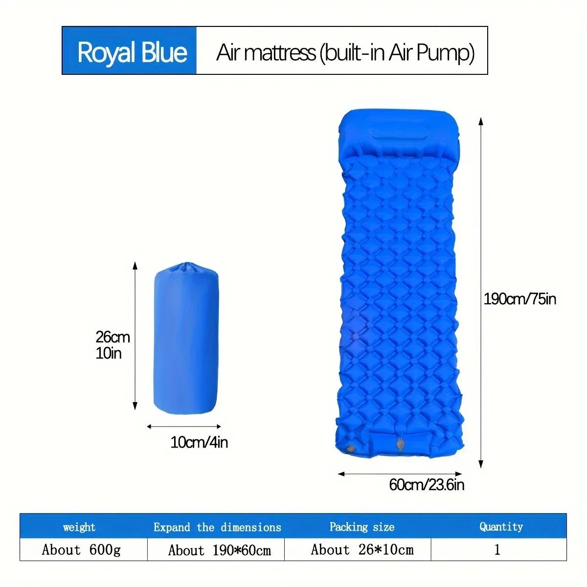 Matelas gonflable de Camping en plein Air, coussin de couchage avec oreillers, tapis d'air ultraléger, pompe de gonflage intégrée, randonnée - Zone shopping