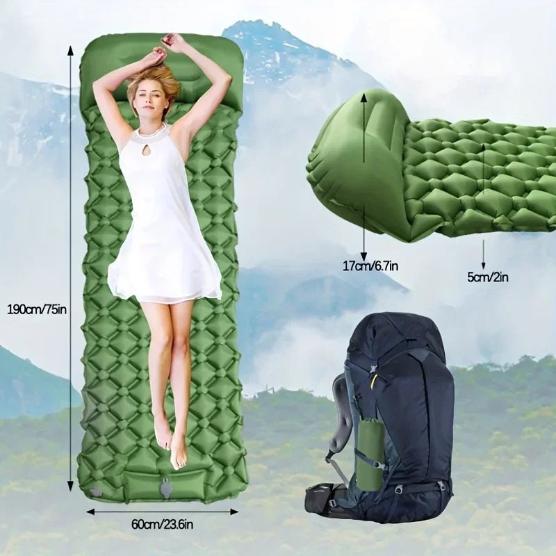 Matelas gonflable de Camping en plein Air, coussin de couchage avec oreillers, tapis d'air ultraléger, pompe de gonflage intégrée, randonnée - Zone shopping