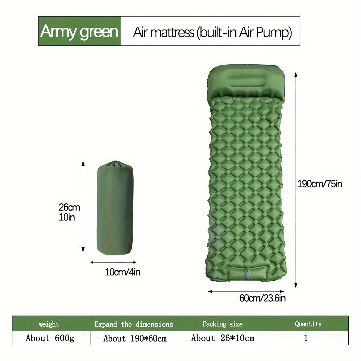 Matelas gonflable de Camping en plein Air, coussin de couchage avec oreillers, tapis d'air ultraléger, pompe de gonflage intégrée, randonnée - Zone shopping