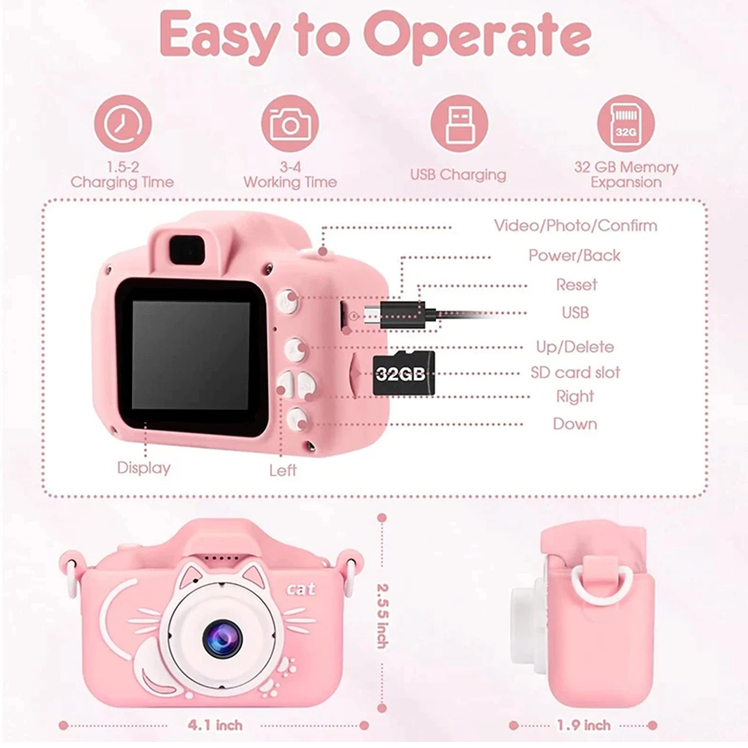 Mini caméscope numérique HD pour enfants - Étui silicone, 1080P - Zone shopping