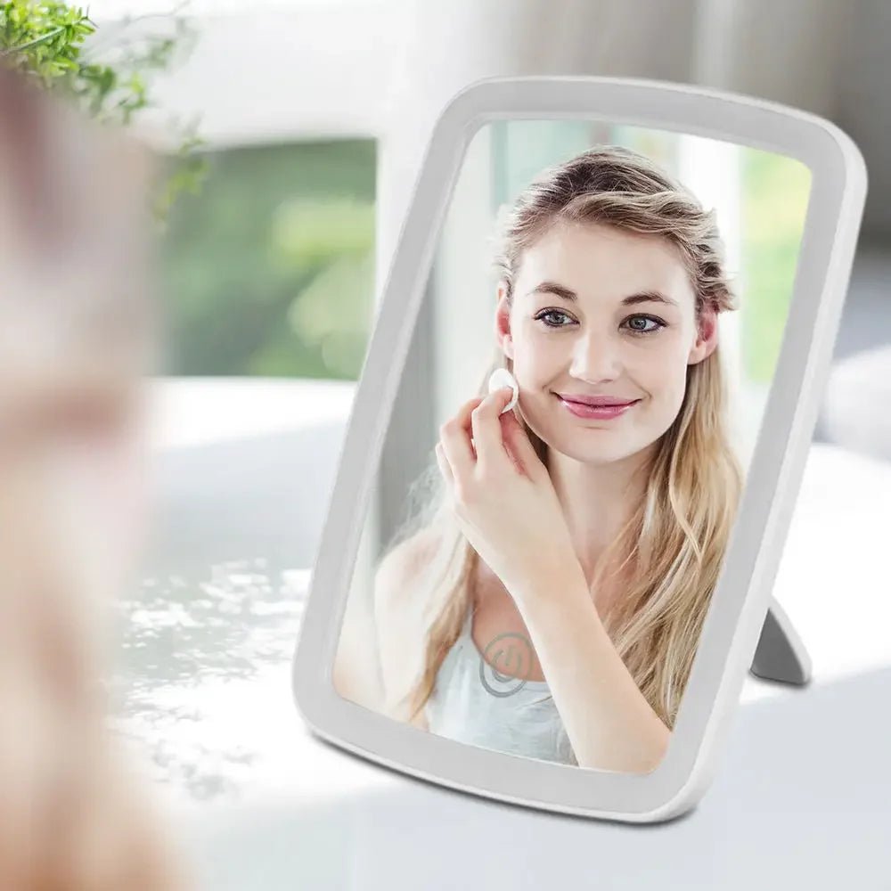Mini miroir de maquillage LED pliant blanc avec USB - Voyage compact - Zone shopping