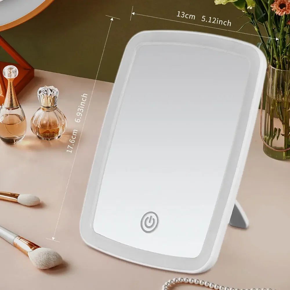 Mini miroir de maquillage LED pliant blanc avec USB - Voyage compact - Zone shopping
