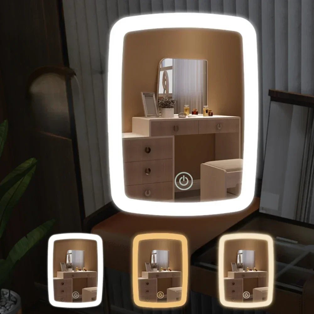 Mini miroir de maquillage LED pliant blanc avec USB - Voyage compact - Zone shopping
