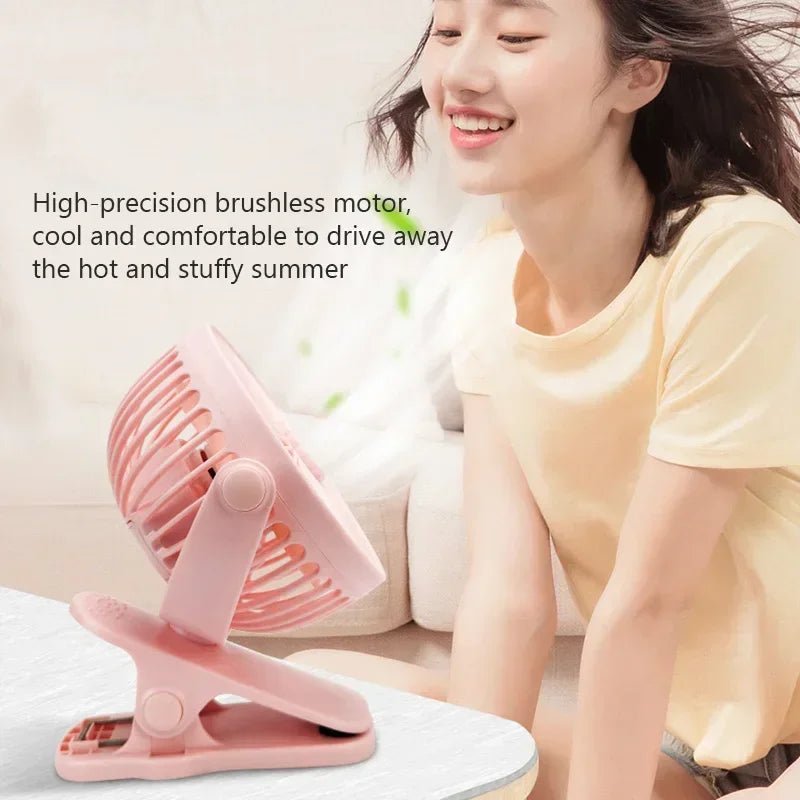 Mini ventilateur électrique portable USB à pince, silencieux et pratique - Zone shopping