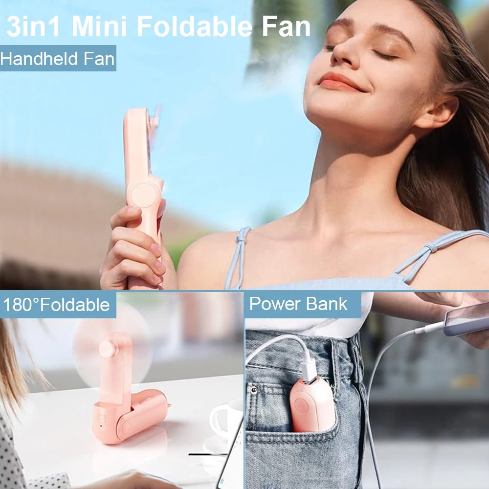 Mini ventilateur portable 2000 mAh USB pliable 3 vitesses de poche - Zone shopping