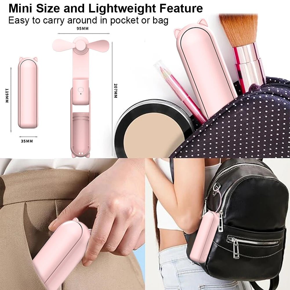 Mini ventilateur portable 2000 mAh USB pliable 3 vitesses de poche - Zone shopping