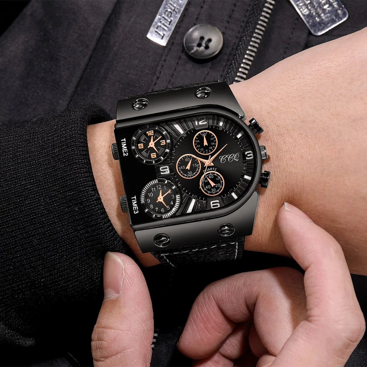 Montre homme quartz grand cadran cuir, sport décontractée mode - Zone shopping
