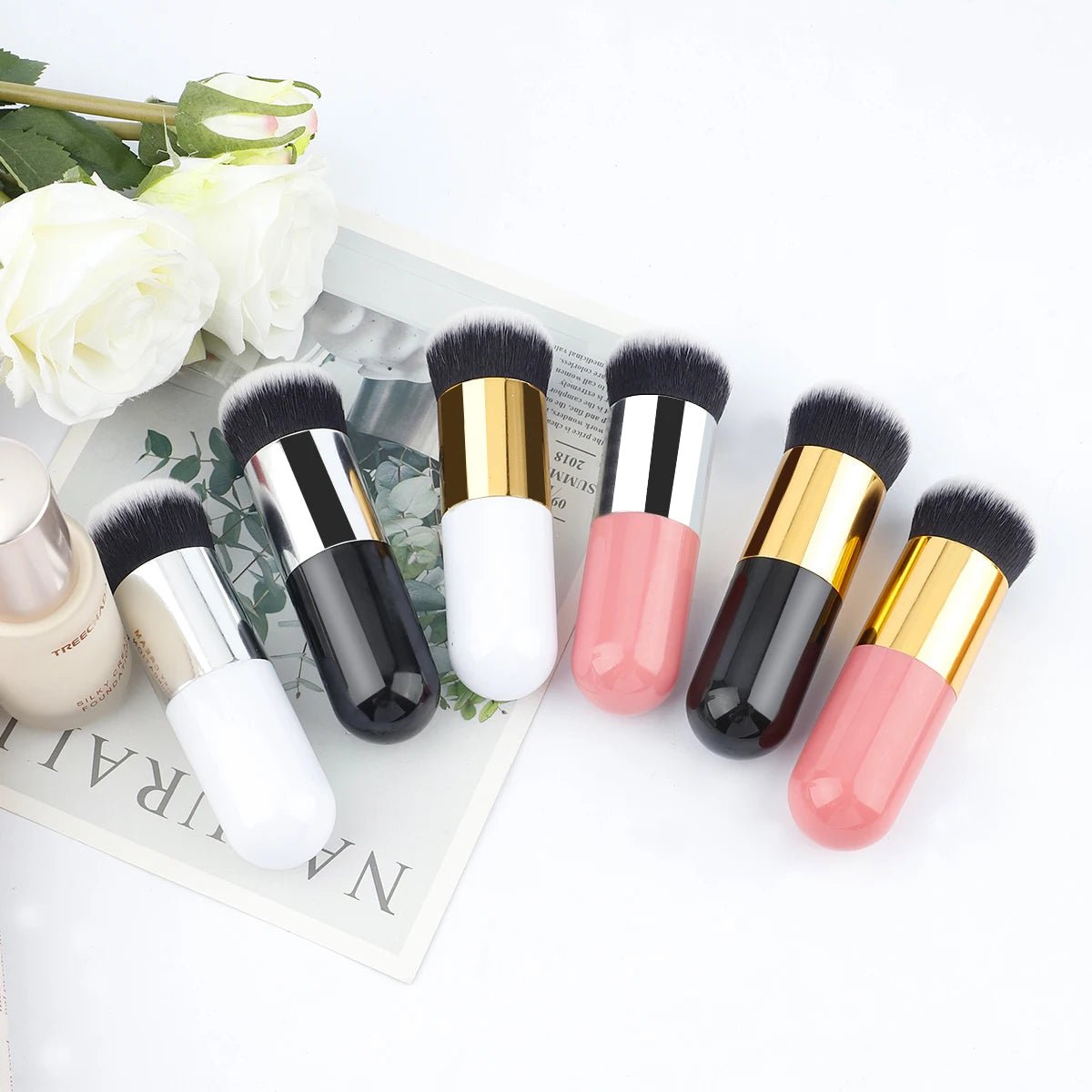 Nouveau pinceau de fond de teint Chubby Pier pinceaux de maquillage crème plate pinceau de maquillage cosmétique professionnel livraison gratuite - Zone shopping