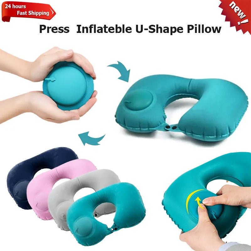 Oreiller de voyage U gonflable, portable et pliable pour le cou - Zone shopping