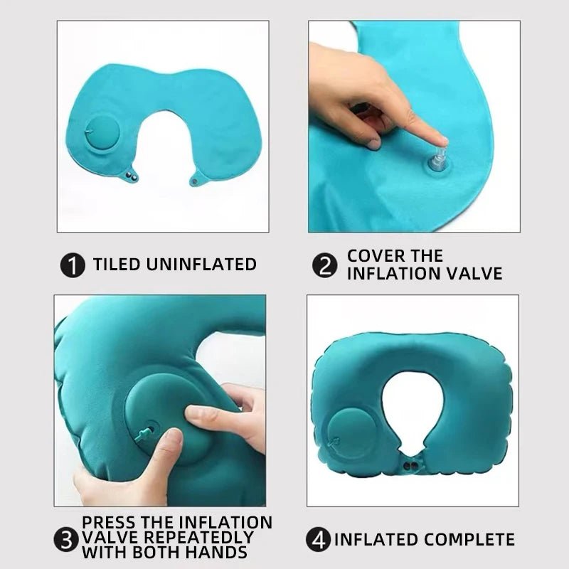 Oreiller de voyage U gonflable, portable et pliable pour le cou - Zone shopping