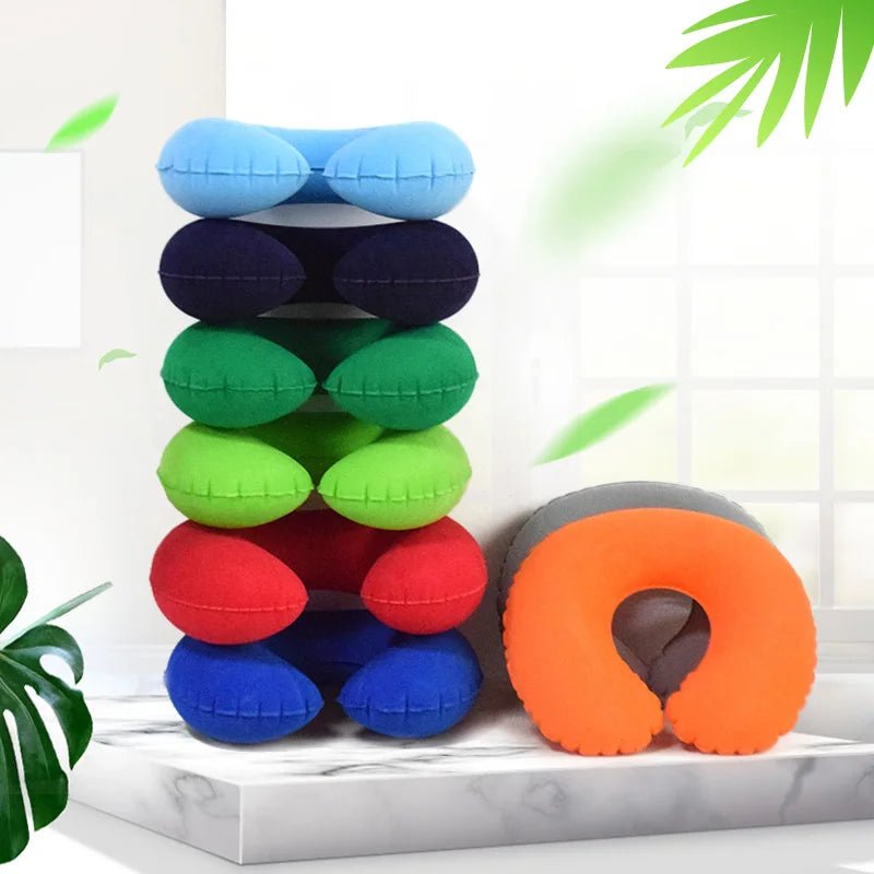 Oreiller gonflable en C pour voyage, coussin de cou portable 1 pièce - Zone shopping