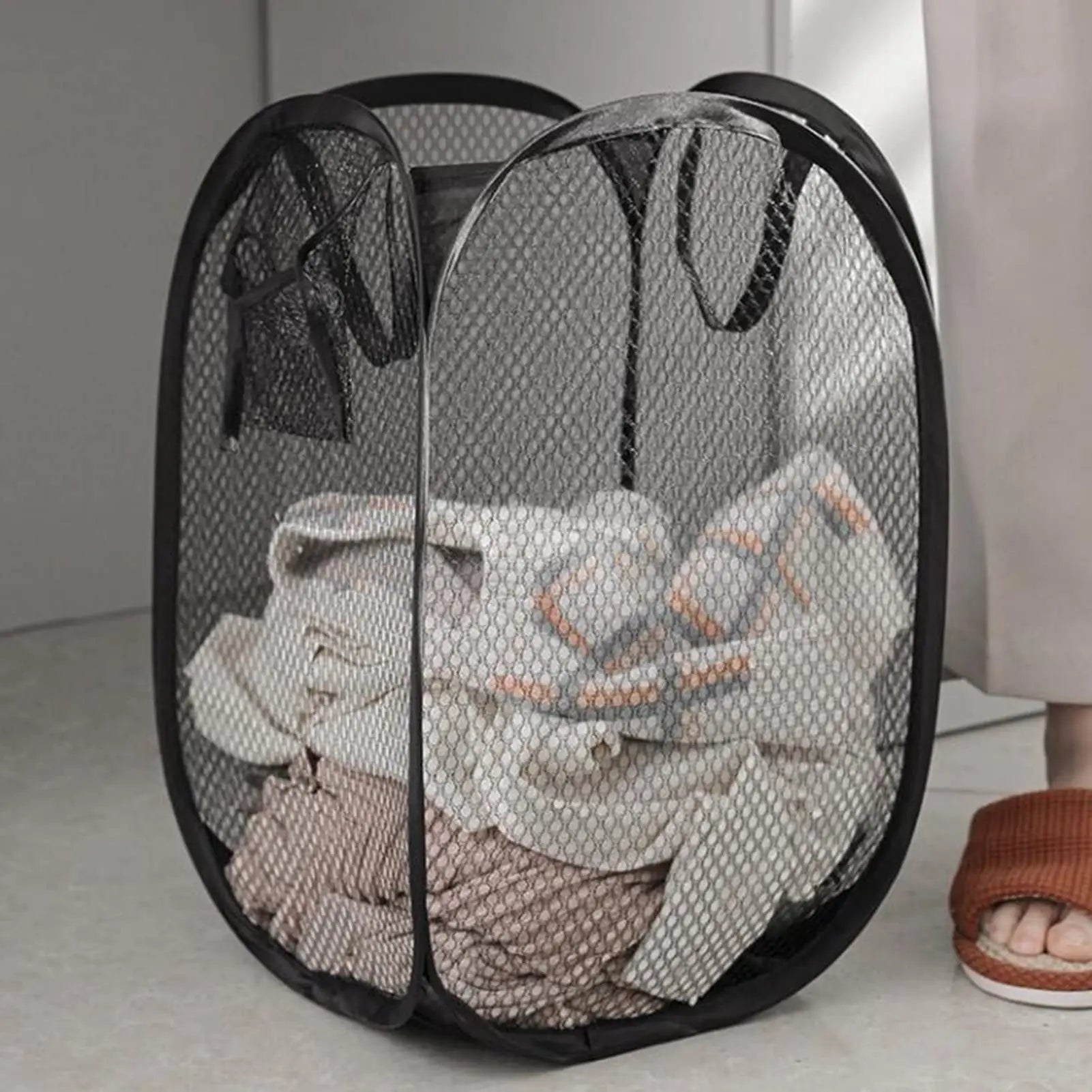 Organisateur de linge pliable E27 - Sac de rangement en maille - Zone shopping
